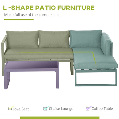 L-Shaped Garden Sofa Set with Cushions and Table. Londecor