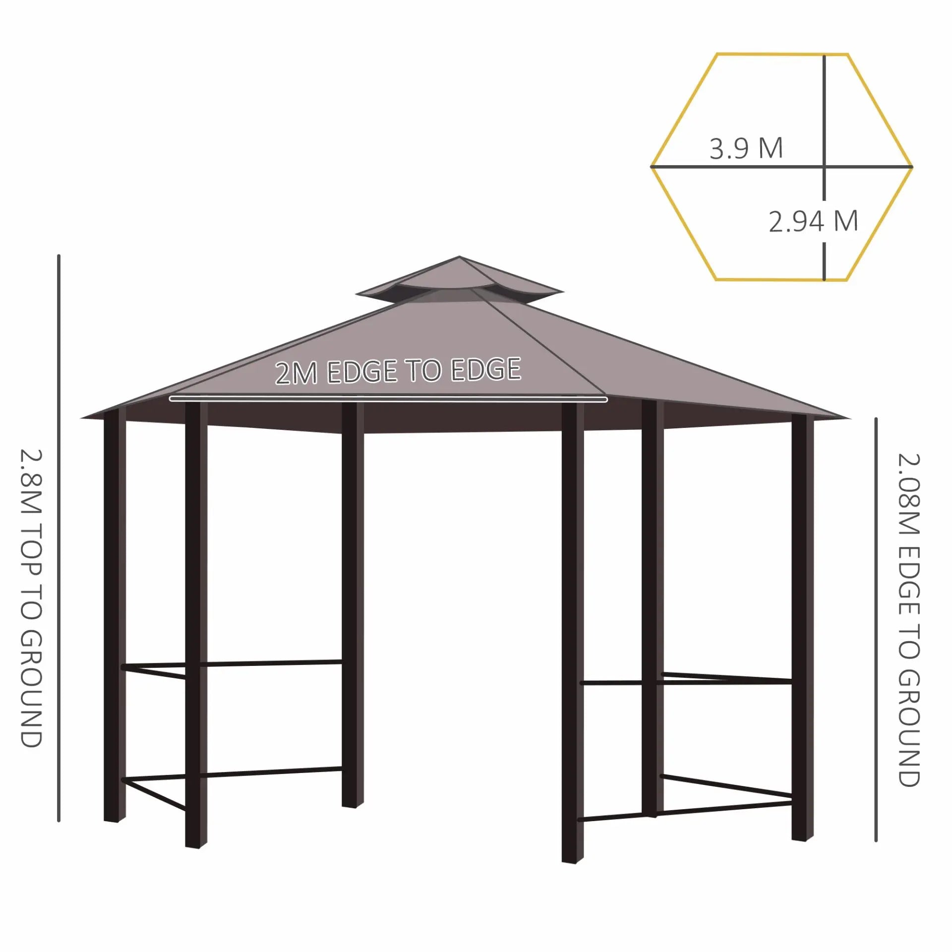 3 x 3(m) Hexagon Gazebo Patio Canopy Tent - Londecor