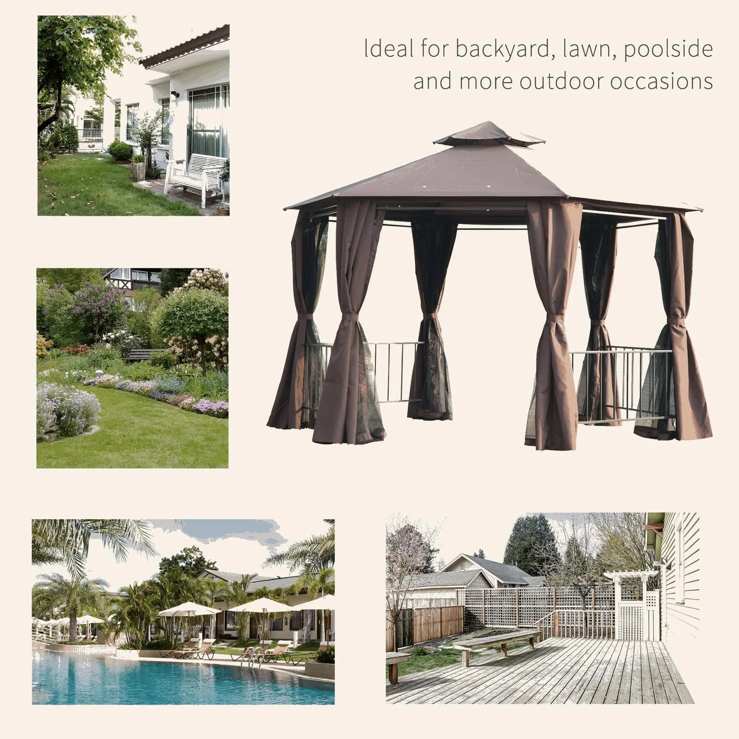 3 x 3(m) Hexagon Gazebo Patio Canopy Tent - Londecor