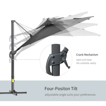 Cantilever Roma Parasol with LED Solar Lights, Crank & Tilt, Aluminium Frame. Londecor