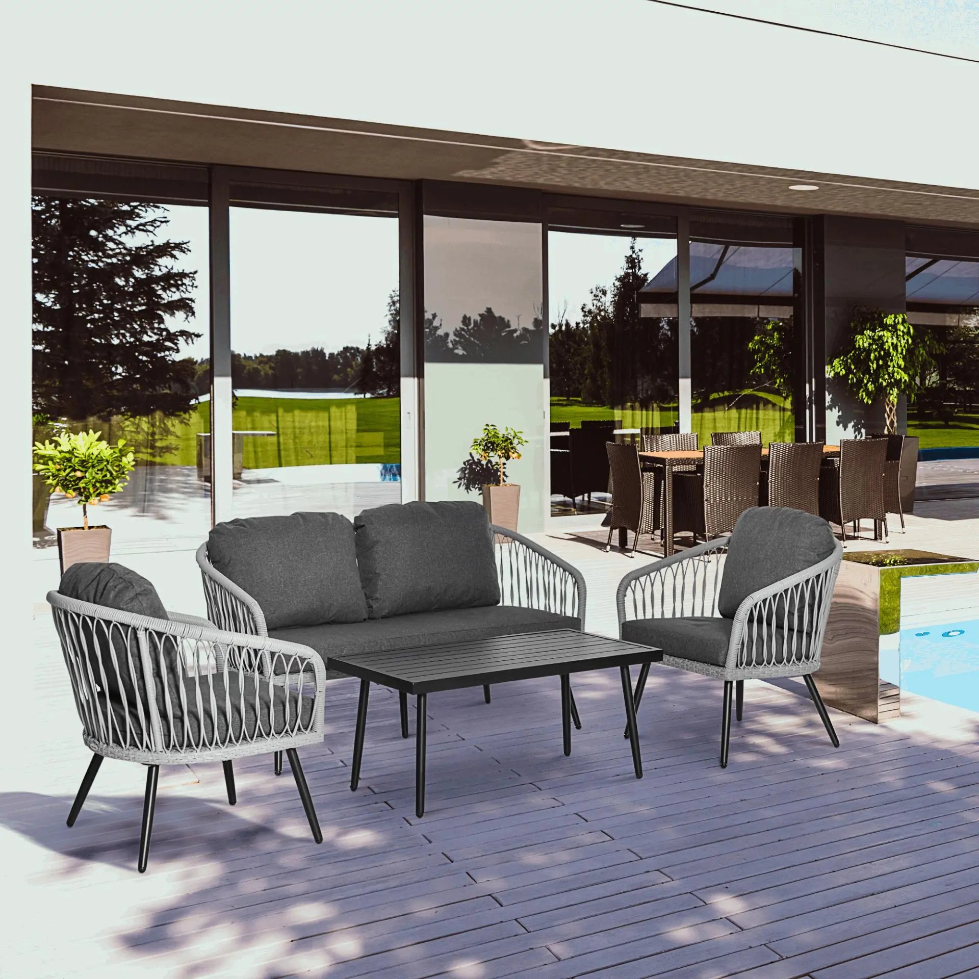 4 Piece Rattan Patio Sofa Set - Londecor