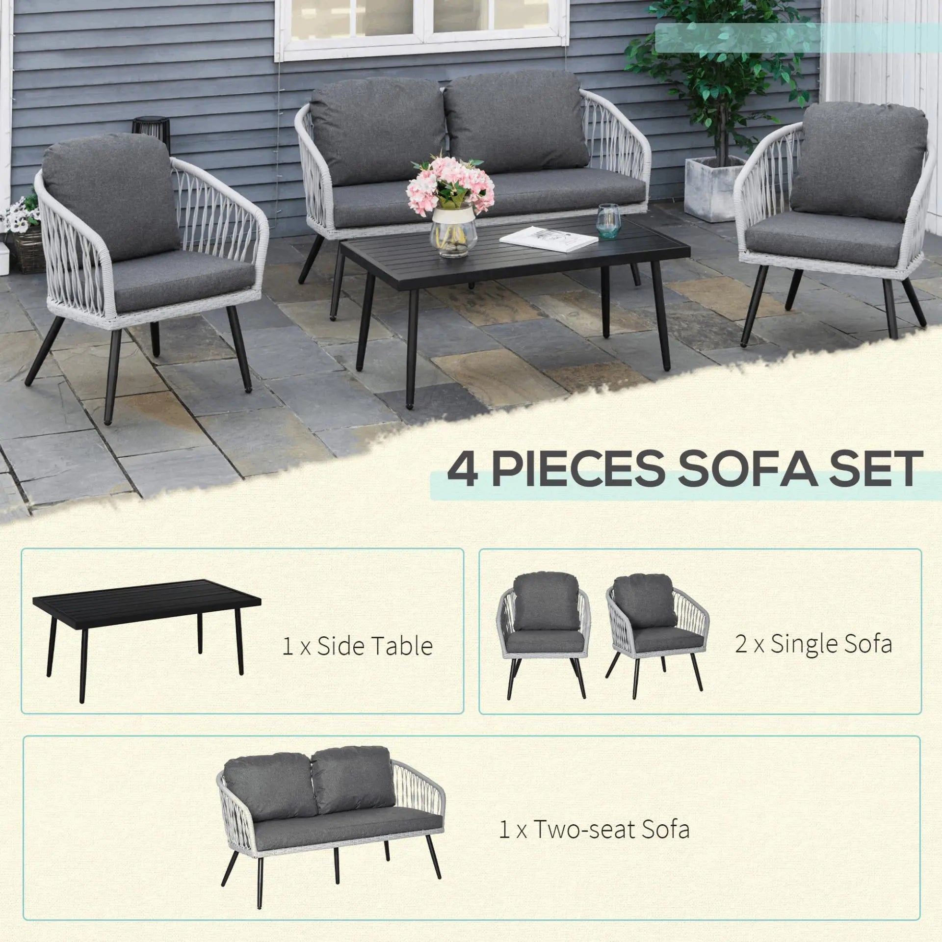 4 Piece Rattan Patio Sofa Set - Londecor
