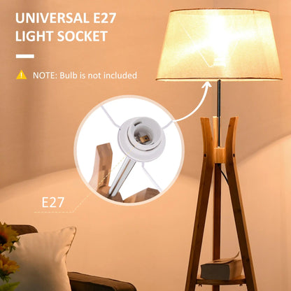 Natural Wood Tripod Floor Lamp Londecor