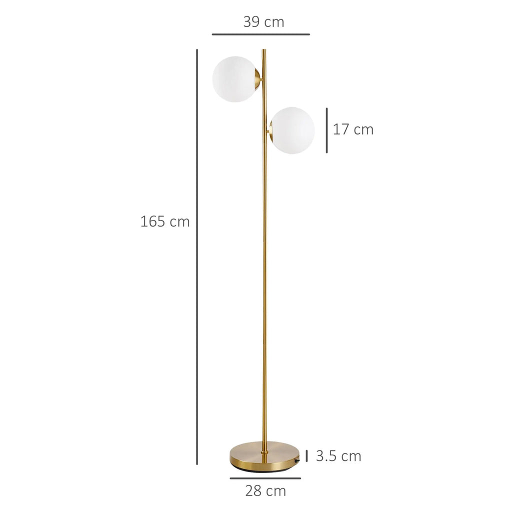 Glass Shade Floor Lamp Modern Decorative w/ Floor Switch - Londecor