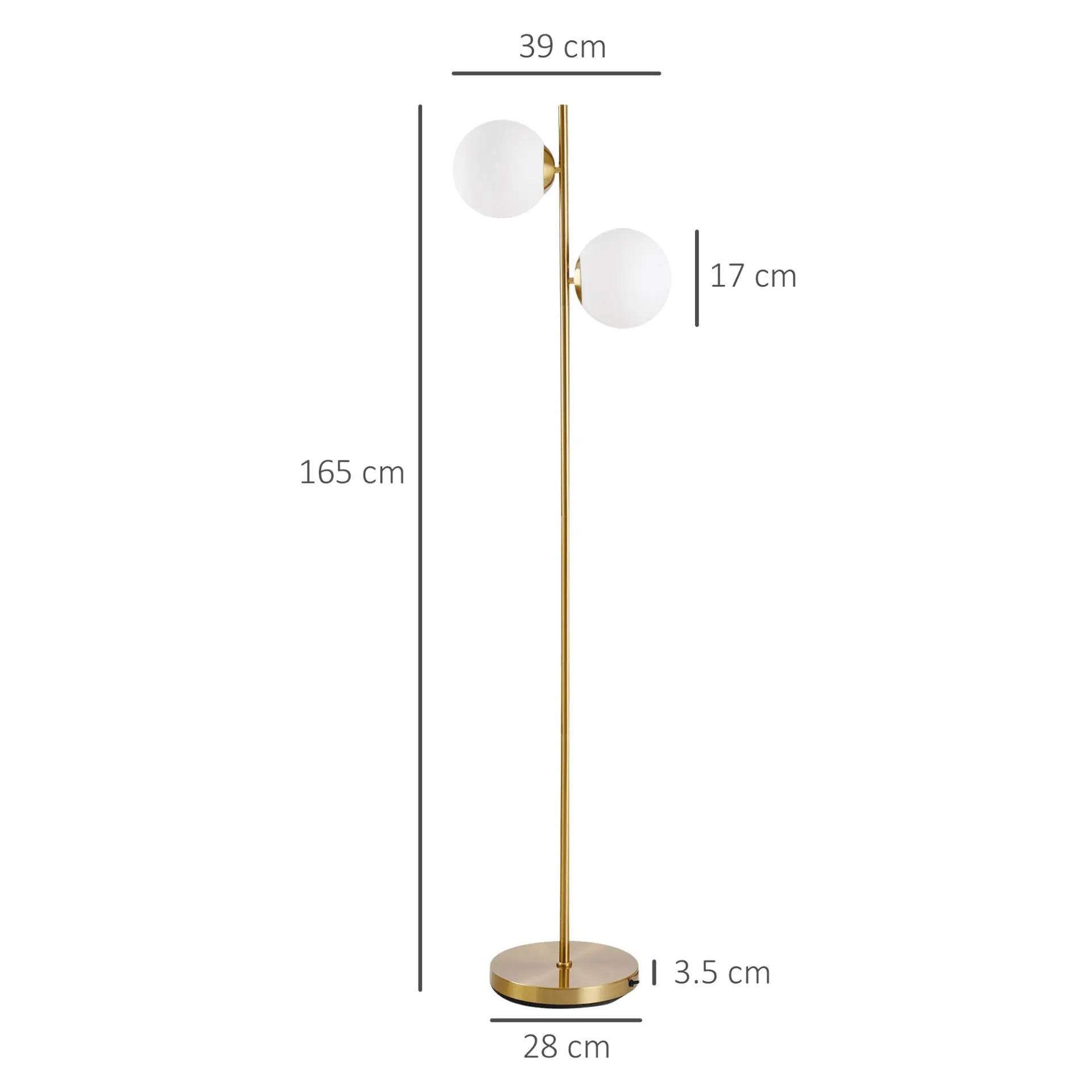 Glass Shade Floor Lamp Modern Decorative w/ Floor Switch - Londecor