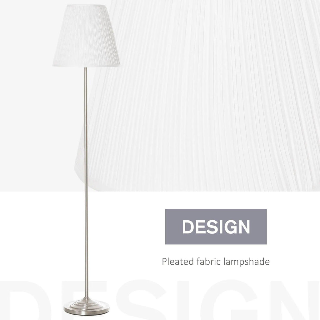 Steel Floor Lamp with Pleated Fabric Floor Switch. - Londecor