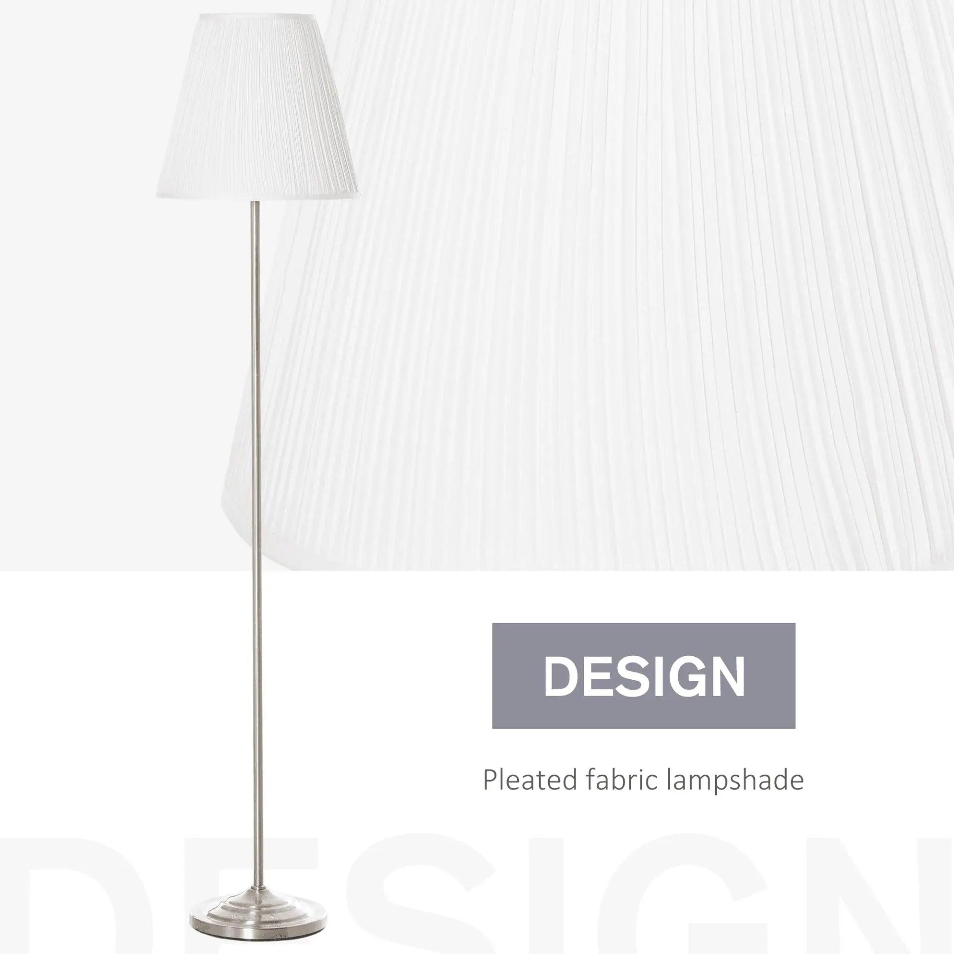 Steel Floor Lamp with Pleated Fabric Floor Switch. - Londecor