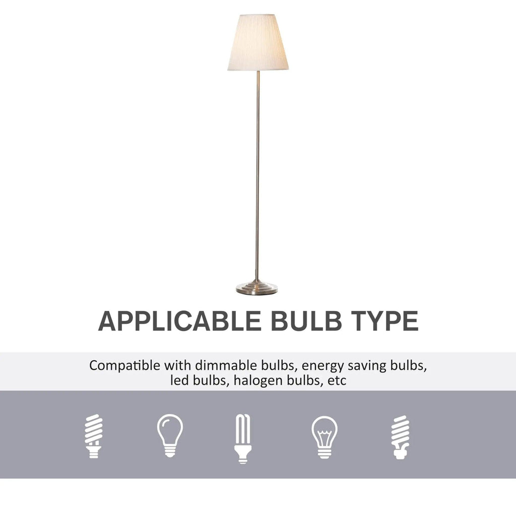 Steel Floor Lamp with Pleated Fabric Floor Switch. - Londecor