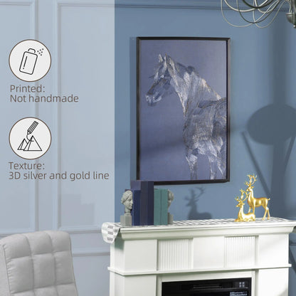 Canvas Wall Art Gold Textured Horse Londecor