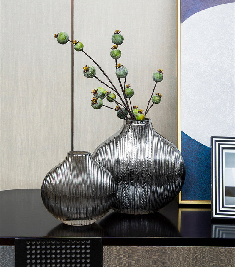 Striped Glass Flower Vase