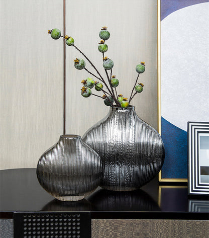 Striped Glass Flower Vase