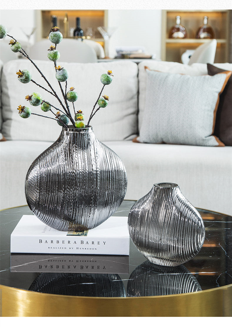 Striped Glass Flower Vase