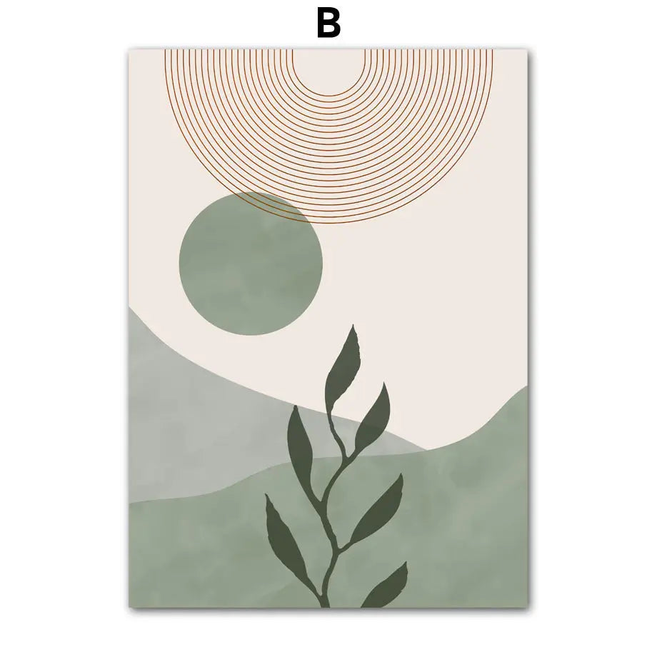 Green Geometric Green Leaf Bedroom Hanging Painting Living Room Canvas Decorative Londecor