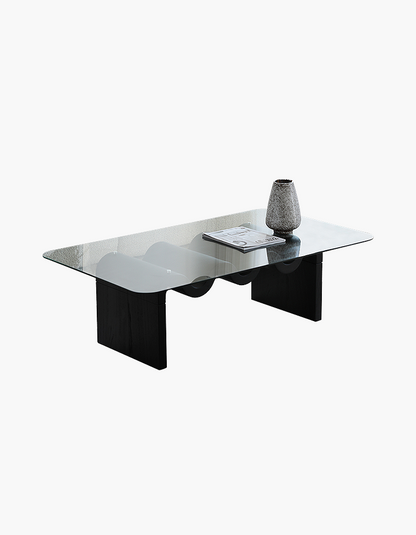Hiroshi Square Glass Coffee Table, Glass Top