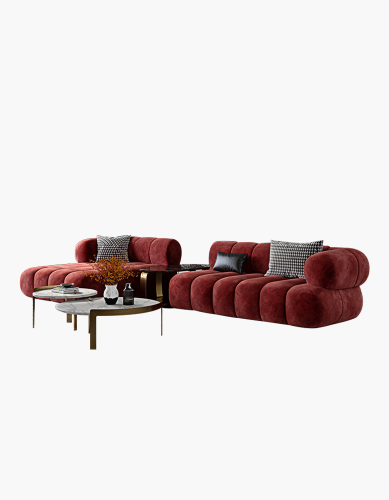 Anouk Modern Red Modular Sofa, Three/ Two Seater Sofa