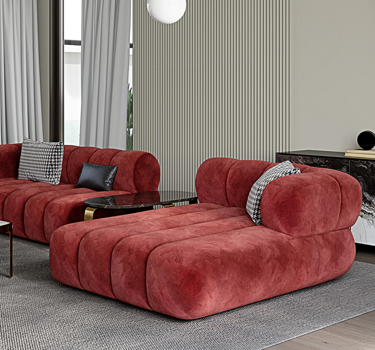 Anouk Modern Red Modular Sofa, Three/ Two Seater Sofa
