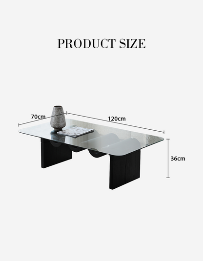 Hiroshi Square Glass Coffee Table, Glass Top