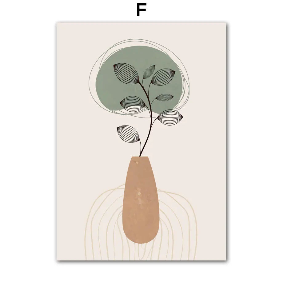 Green Geometric Green Leaf Bedroom Hanging Painting Living Room Canvas Decorative Londecor