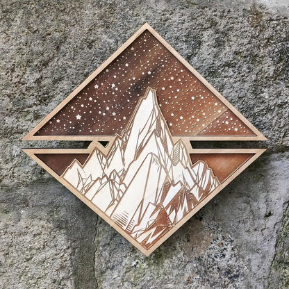 Mountain Wood Wall Art - Wooden Panel - Home Decor - Double Layered Art Londecor
