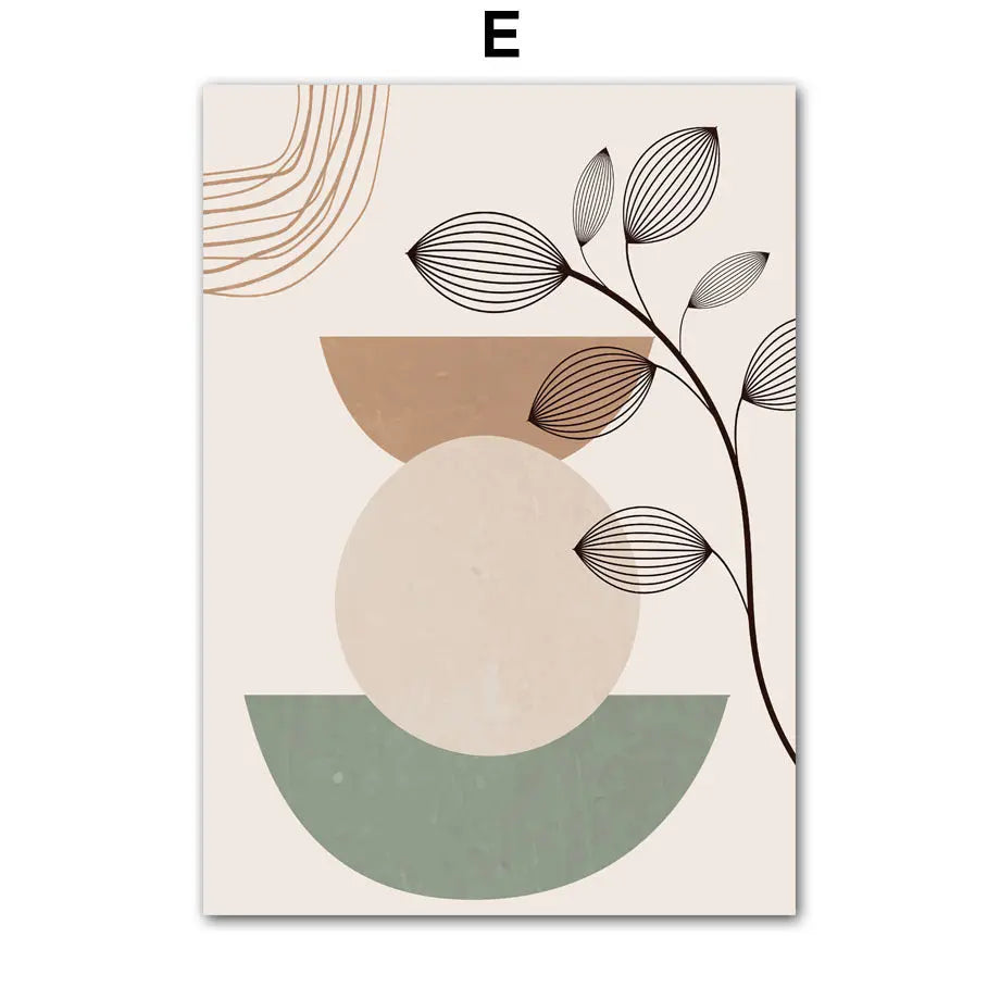 Green Geometric Green Leaf Bedroom Hanging Painting Living Room Canvas Decorative Londecor