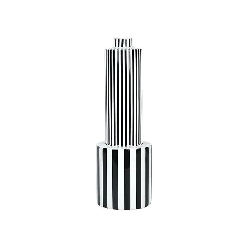 Black and white striped ceramic vase Londecor