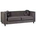 Farah Three Seat Grey Velvet Sofa
