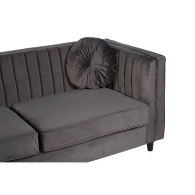 Farah Three Seat Grey Velvet Sofa