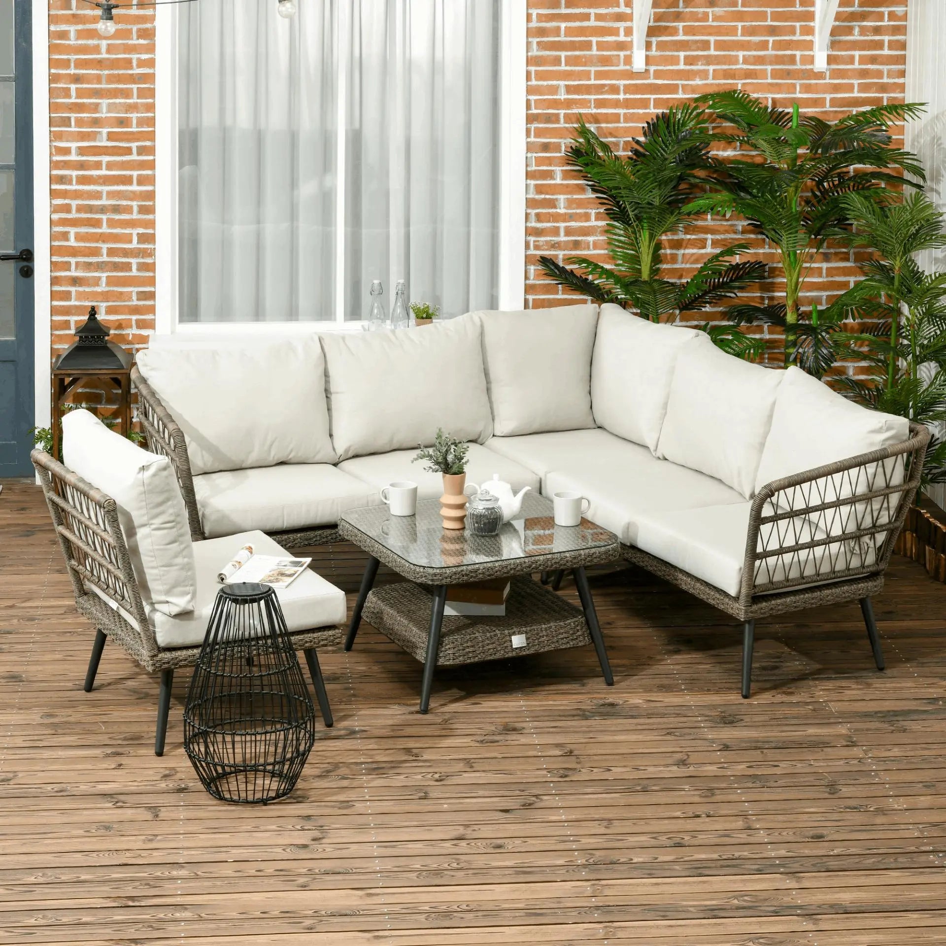 5 Pieces Rattan Corner Sofa. - Londecor