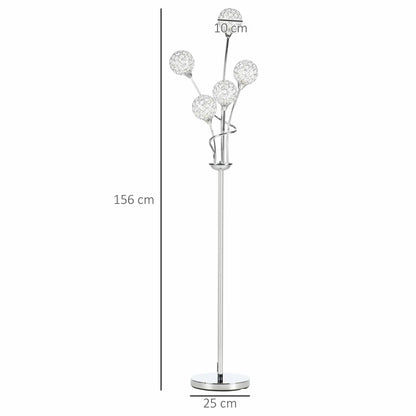5-Light Crystal Upright Floor Lamp - Londecor