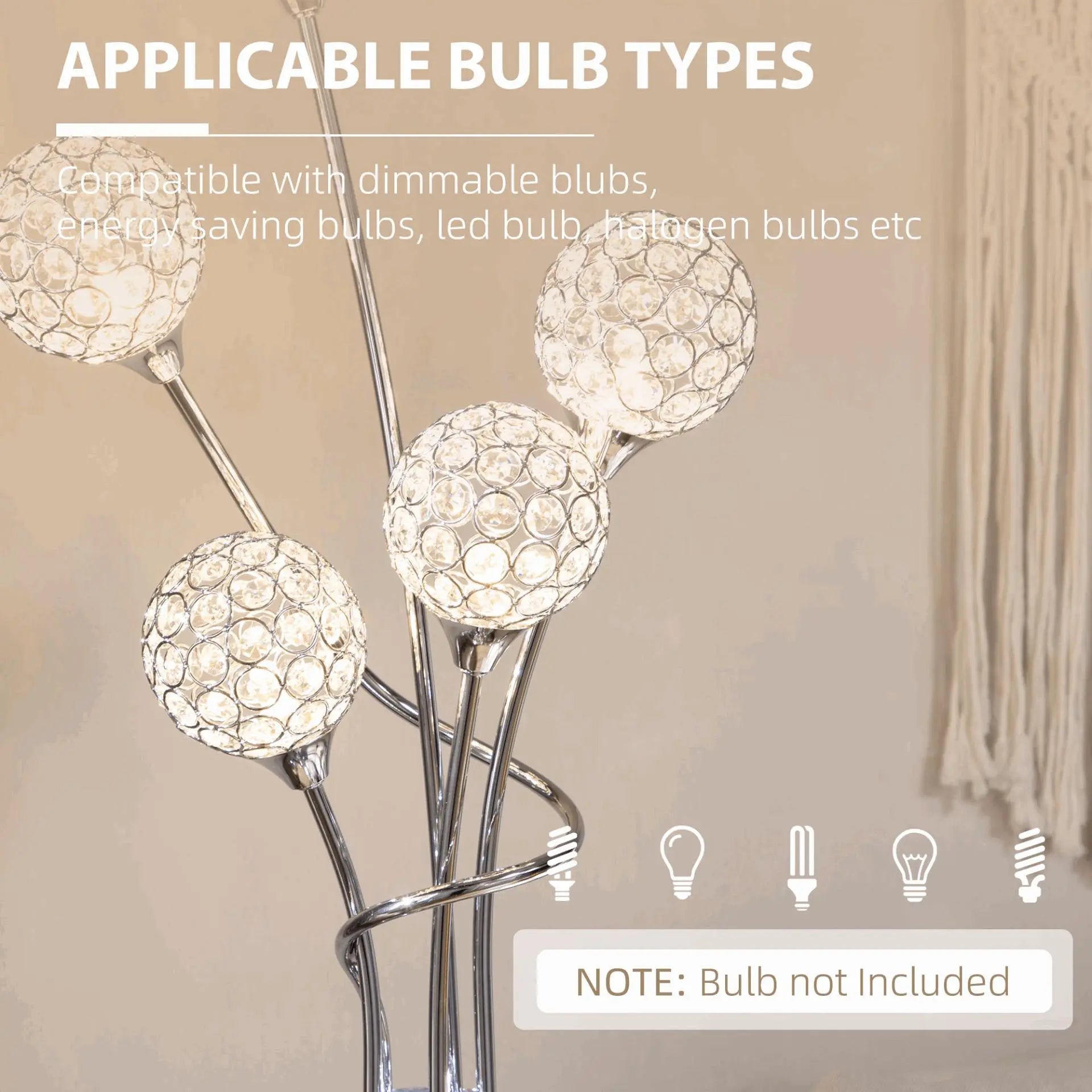 5-Light Crystal Upright Floor Lamp - Londecor
