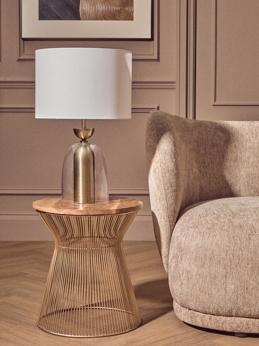 Sellis Clear Glass And Brass Finish Metal Table Lamp