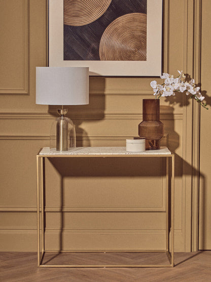 Sellis Clear Glass And Brass Finish Metal Table Lamp