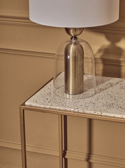 Sellis Clear Glass And Brass Finish Metal Table Lamp