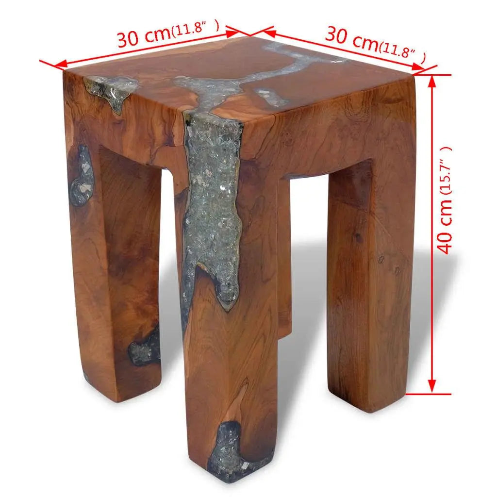 Coffee Table Solid Teak Wood and Resin Londecor