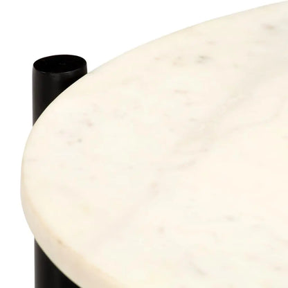 Coffee Table White 60x60x35 cm Real Stone with Marble Texture Londecor
