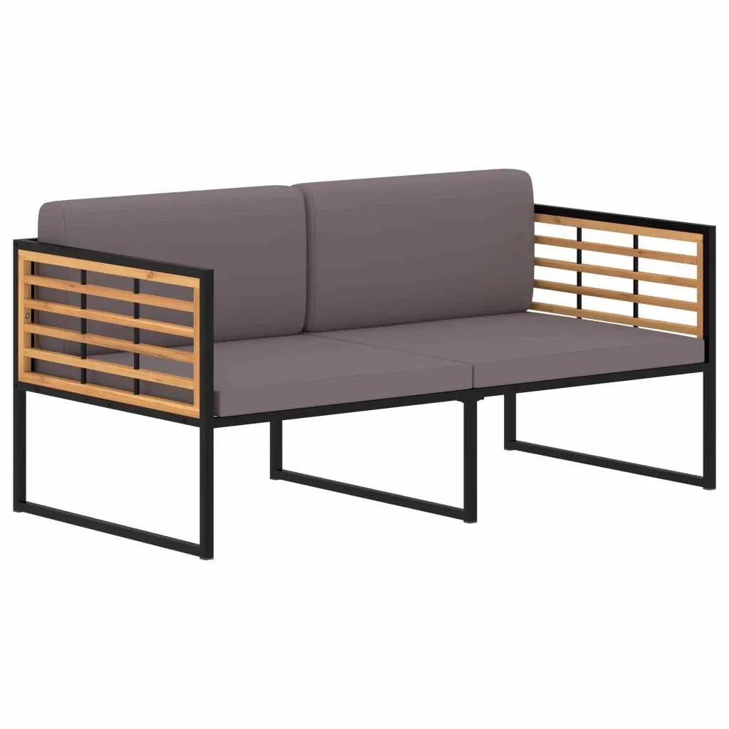 5 Piece Garden Lounge Set Solid Acacia Wood and Steel - Londecor