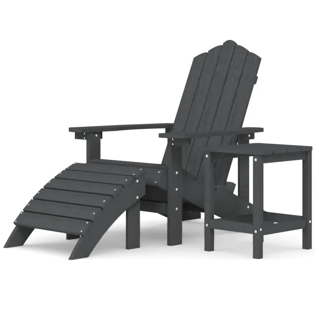 Garden Adirondack Chair with Footstool & Table HDPE Anthracite Londecor