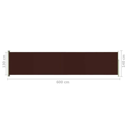 Patio Retractable Side Awning 140x600 cm Brown Londecor