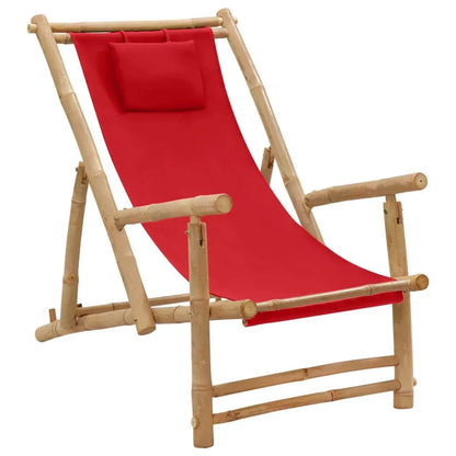 Deck Chair Bamboo and Canvas Red Londecor