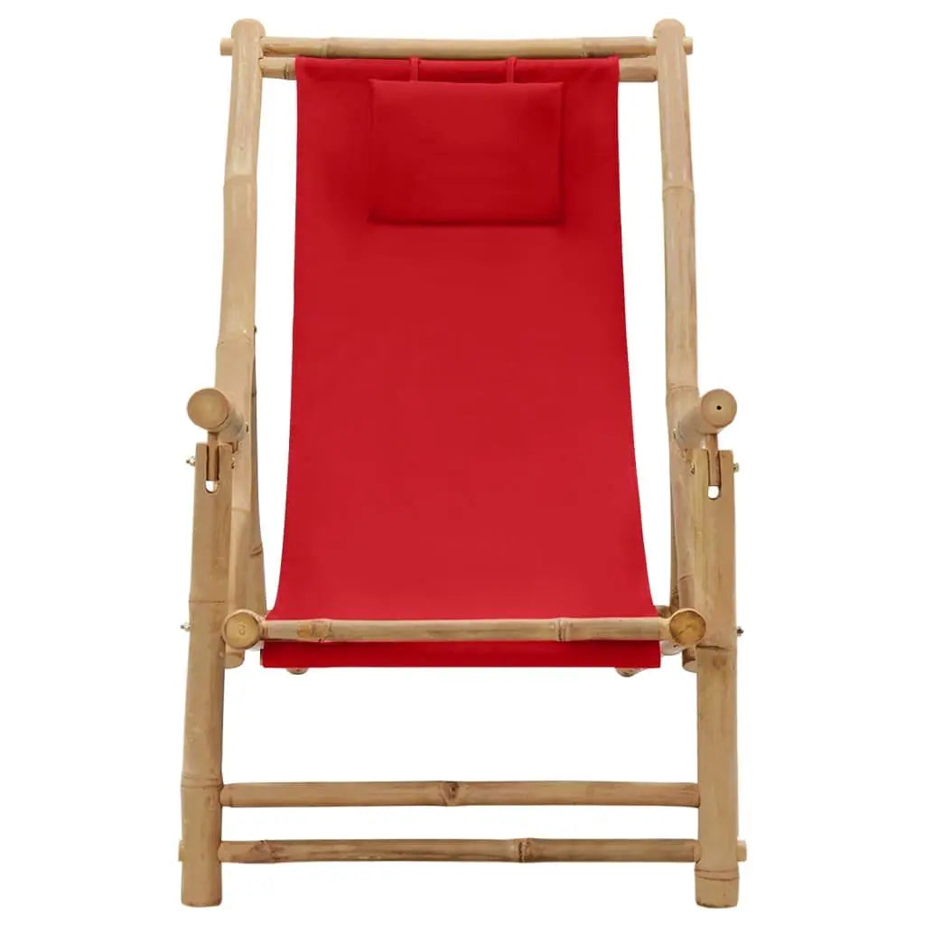 Deck Chair Bamboo and Canvas Red Londecor