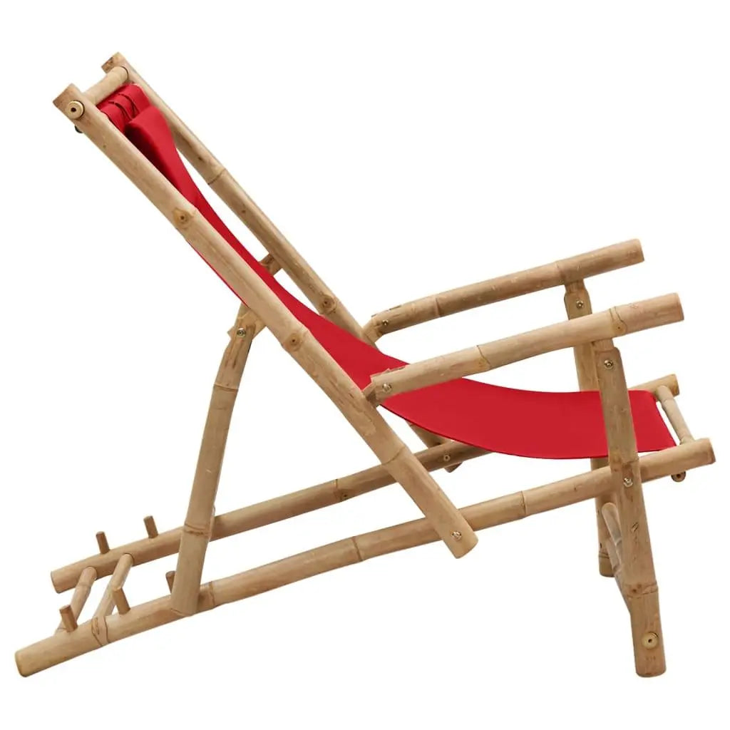 Deck Chair Bamboo and Canvas Red Londecor