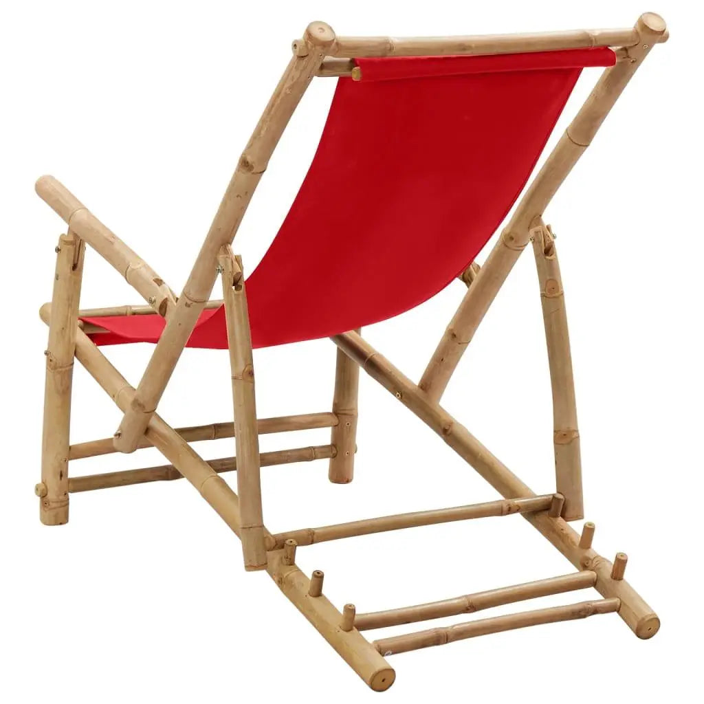 Deck Chair Bamboo and Canvas Red Londecor