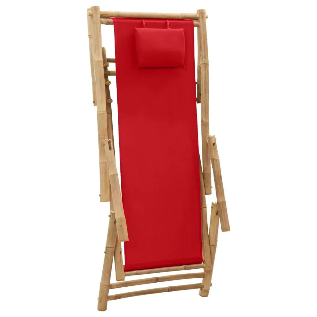 Deck Chair Bamboo and Canvas Red Londecor