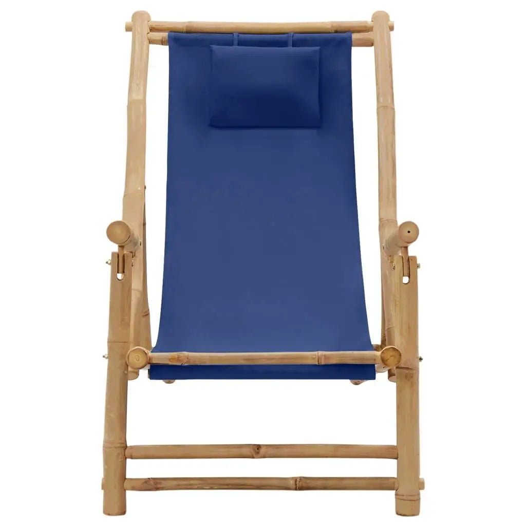 Deck Chair Bamboo and Canvas Navy Blue Londecor