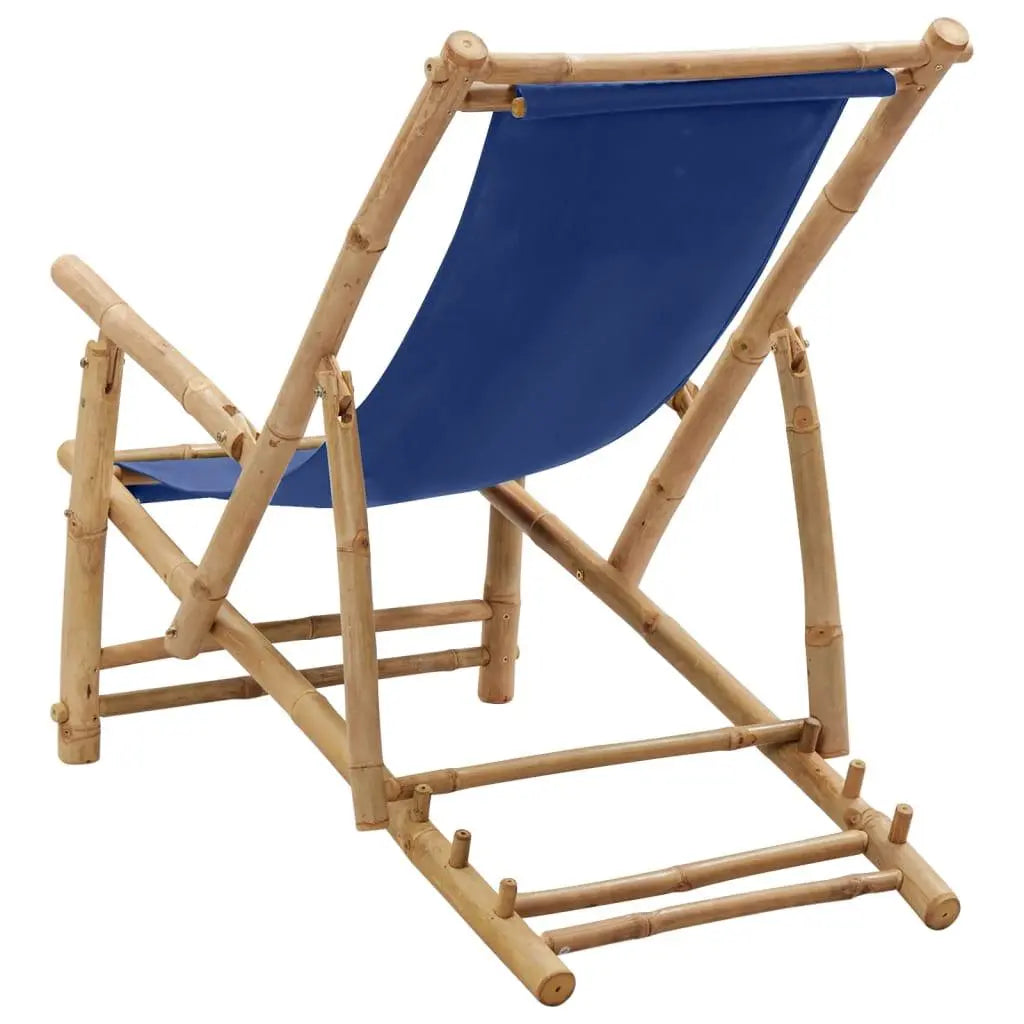 Deck Chair Bamboo and Canvas Navy Blue Londecor