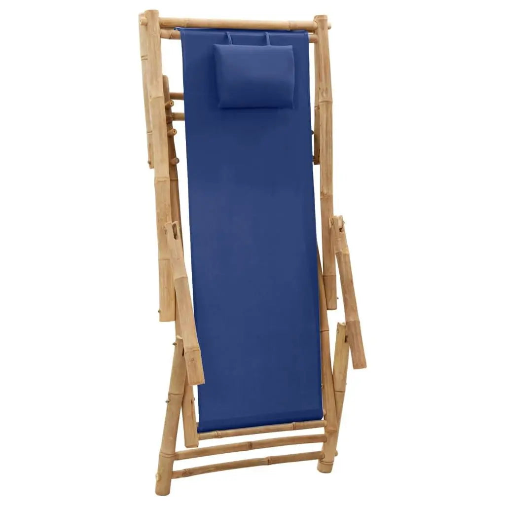 Deck Chair Bamboo and Canvas Navy Blue Londecor