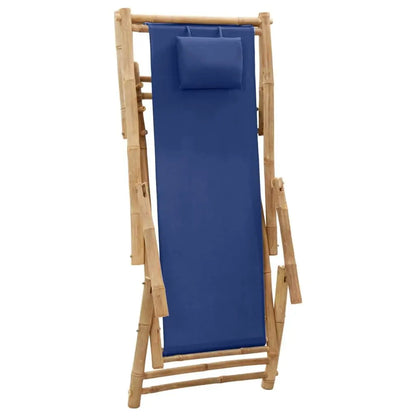 Deck Chair Bamboo and Canvas Navy Blue Londecor