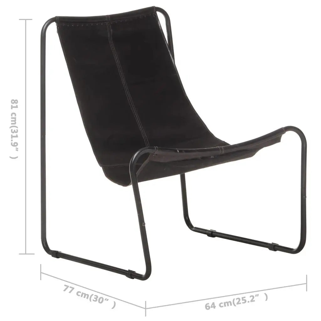 Relaxing Chair Black Real Leather - Londecor