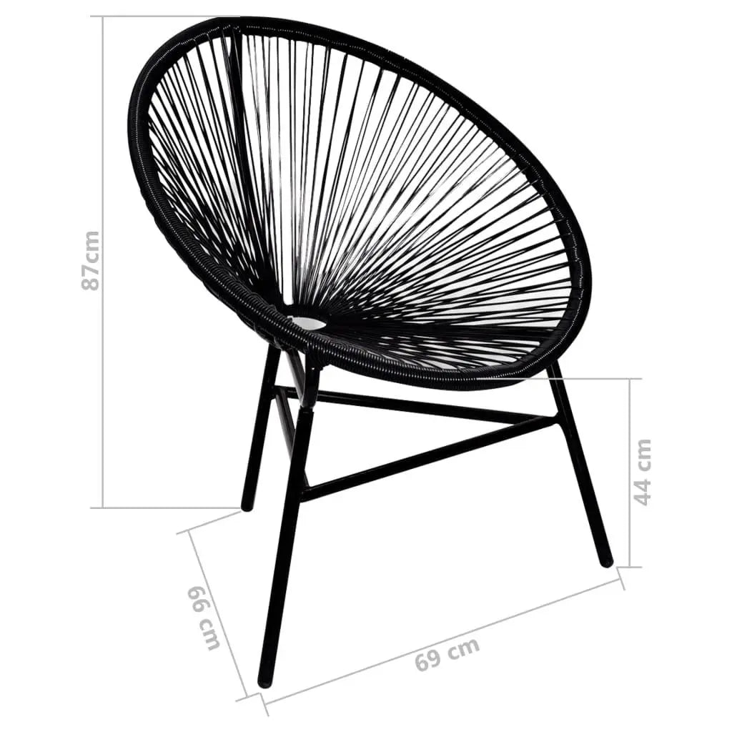 Garden Moon Chair Poly Rattan Black Londecor
