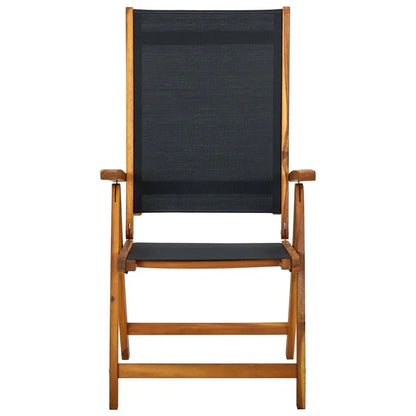 Folding Garden Chairs 2 pcs Solid Acacia Wood and Textilene - Londecor